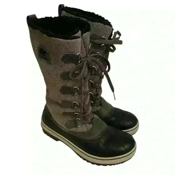 Sorel Women's Tivoli Boot Waterproof Snow Winter Gray Leather Mid Lace Up Size 7